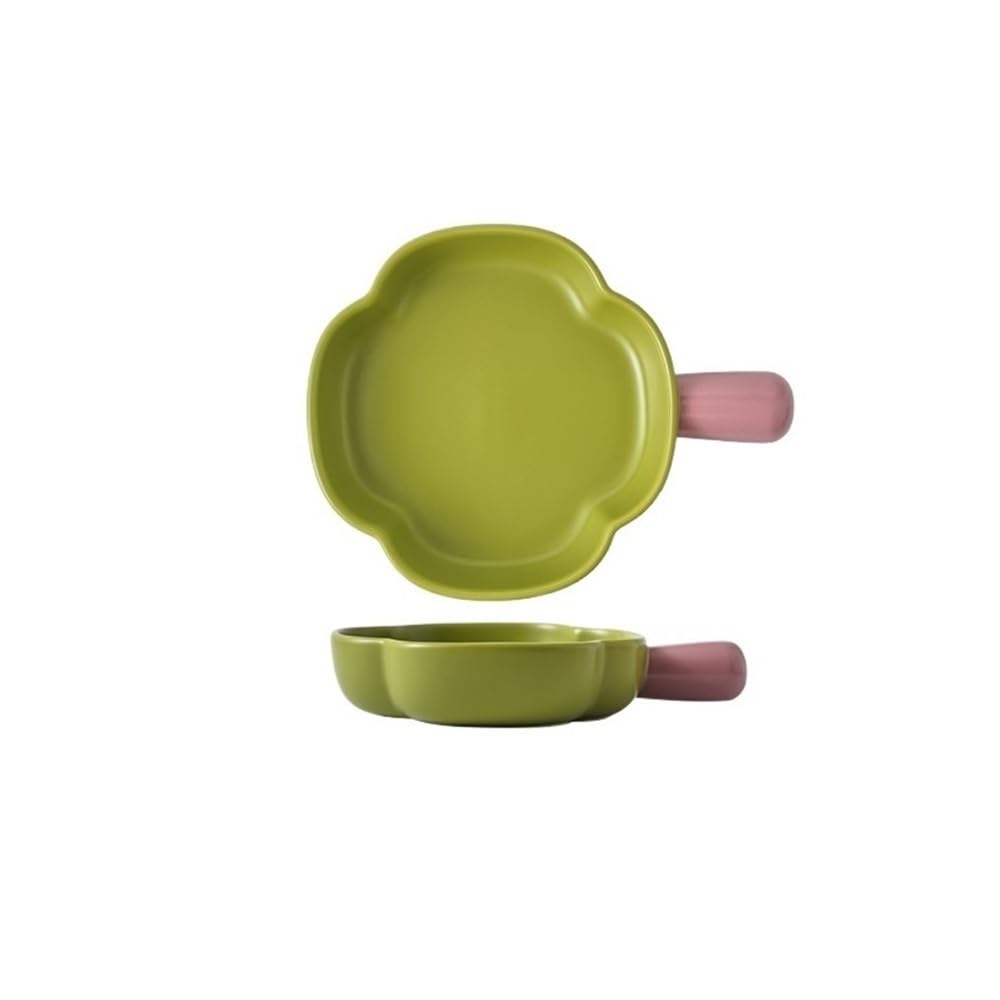 Naczynie do pieczenia Ceramiczna, wysokiej jakości, uchwytowa patelnia do pieczenia, może być używana mikrofalówki, talerz na sałatkę owocową Zapiekanka(Green)