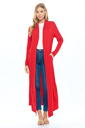Image of Isaac Liev Maxi Cardigan Duster Sweater - Women's Extra Long Open Front Full Length Lightweight Cardigans Dusters Sweaters