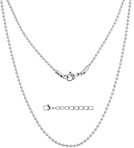 Silvadore Silver Chain for Mens Necklace (Ball/Rope/Cable/Cuban Link) - 925 Silver Plated Stainless Steel Dogtag Chains - Thin, Non-Tarnish & Waterproof Sterling Jewelry - GIFT-READY (18 to 36 inch)