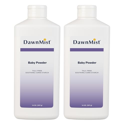 Dukal DawnMist Cornstarch Baby Powder 14 oz – Pack of 2 | Gentle, Talc-Free Formula for Baby & Adult Use, Soothes & Absorbs Moisture