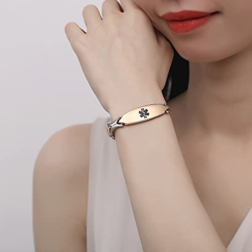 Linnalove Rose Gold Fashion Medical Alert Id Diabetes Bracelet For Women-Type 2 #TOP3