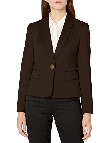 Kasper Women's 1 Button Shawl Collar Ponte Jacket, Mocha, 14