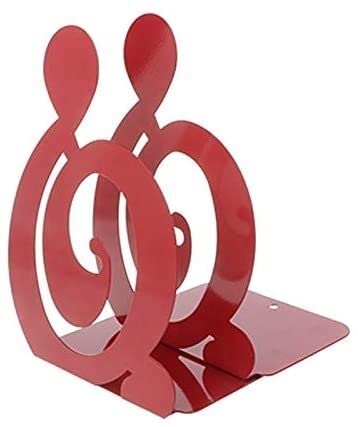 Sujetalibros Soporte Sujetalibros De Metal para Notas Musicales, Soporte De Hierro, Soportes De Escritorio para Libros, Soporte para Libros Estanteria Originales (Color : Rot)