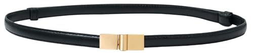 PU Leather Belts for Women Skinny Thin Waist Belt with Gold Buckle for Dresses