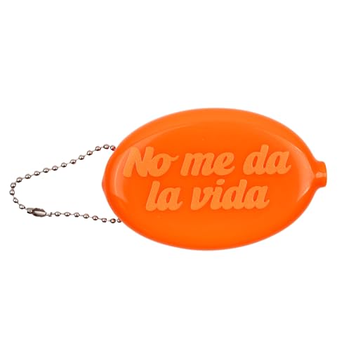 Fisura Carteira de borracha oval 'Não me dá a vida' laranja. Carteira retro com corrente. Carteira pequena para bolso. Carteira unissexo para presente. 1 unidade.