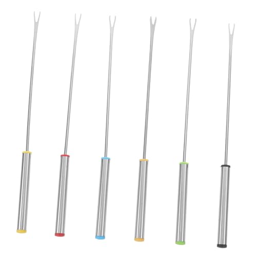VILLFUL 6piezas Tenedor Para Olla Caliente De Acero Inoxidable De Palitos Para Mojar Mango Duradero Tenedor Para y Fruta Para Fondue De Combustible Gel y Fiestas