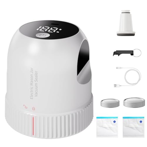 Mcclellanty Kit de Sellador Al Vacío Eléctrico para Tarros de Cristal, 3 en 1, Sellador Al Vacío Automático para Bolsas de Vacío para Tarros de Cristal de Boca y Normal, Color