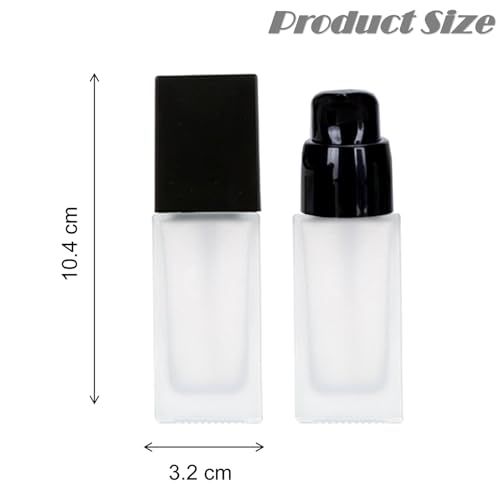 4Packs 30ml/1oz Frosted Glass Foundation Bottles Portable Lotion Dispenser Pump Bottles Empty Refillable Square Liquid Bottle With Press Pump For Essence, Sunscreen, Barrier Cream, Lotion, BB Cream2