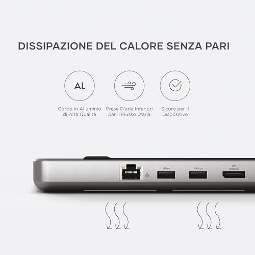 SATECHI Dual USB-C Stazione di Docking e Supporto – Dock con HDMI 4K, DisplayPort, USB-C/USB-A, Ethernet, SATA e NVMe SSD – Compatibile con MacBook Air/Pro e altro - Hub USB - Immagine 4