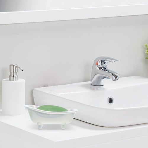 Porte-savonnette céramique auto-drainant mini bac rangement - 6