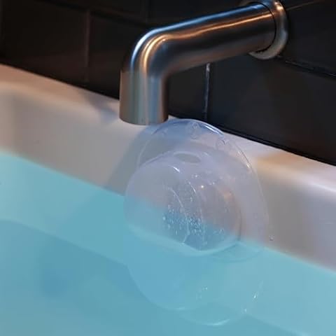 Mindful Design Bottomless Bath | Overflow Drain Cover for Tub | Best Gifts for Mom, Spa & Bath Accessories | Drain Block, Water Stopper Plug | Bath Essentials for Women | 4" Diameter, Clear Cover