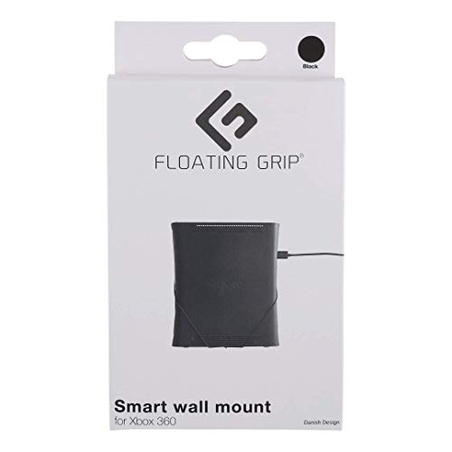 FLOATING GRIP XBOX 360 Wall Mount (Black) - Mount your XBOX on the wall right next to or behind your TV - Made in Europe since 2014