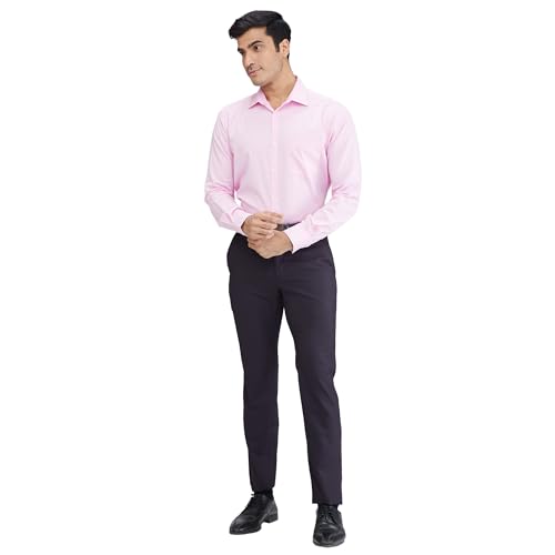 Image of Raymond Men Slim Fit Structure Pattern Polyester Blend Flat Front Formal Trouser