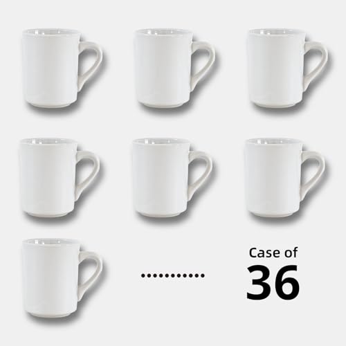 Vaso de cerámica comercial 8 oz blanco brillante, pack 36 miniatura 3