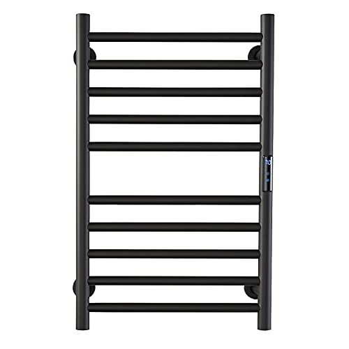 MYUYEE Radiador Calefactor para Toallas toallero eléctrico Negro con Temporizador táctil toallero eléctrico de Acero Inoxidable para baño toallero calefactado de,