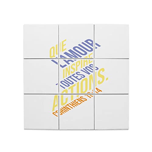 Carreaux céramique décoratif verset biblique 15x15cm lot de 9 pour mur spirituel