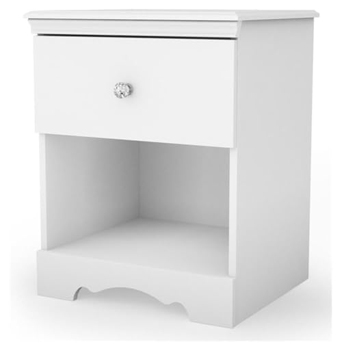 South Shore Crystal 1-Drawer Nightstand, Pure White with Crystal-Like Knob