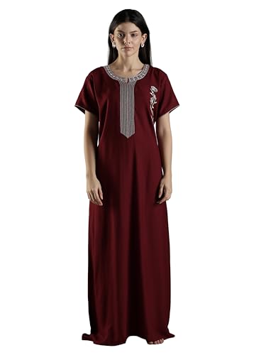 Image of 9shines Label Stylish Alpine Nighty Maxi for Women | Full Length Trendy Nightgown | Premium Nightdress | Nightwear | Heavy Embroidery Nighty with Pockets(2891)