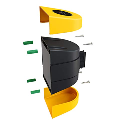 Crowd Control Warehouse - CCW Series WMB-230 Fixed Wall Mount Retractable Belt Barrier - 30 Foot, Black and Yellow Safety Belt with Yellow ABS Case, Crowd Control Barriers - Thumbnail 3