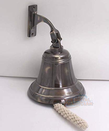 6" Solid Brass Bell Marine Wall Mounted Ship Bronze Finished Hanging Bell Perfect for Dinner, Indoor, Outdoor, School, Bar, Reception, Last Order & Church By The Metal Magician