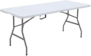 Lakhow 180CZ Folding Table 6-Foot Plastic Trestle Indoor & Outdoor for Picnic, BBQ, Party, White Granite (White)