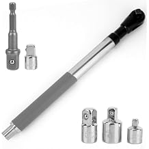 1/2" Offset Extension Wrench Set, Impact Ratchet Extender for Electric Drill with 4 Versatile Drive Adapters & One Drill Adapter for Tight Spaces