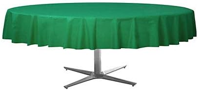 12 Pack 84" ROUND Table Cover Premium Plastic Tablecloth for any Party or Event (Green)