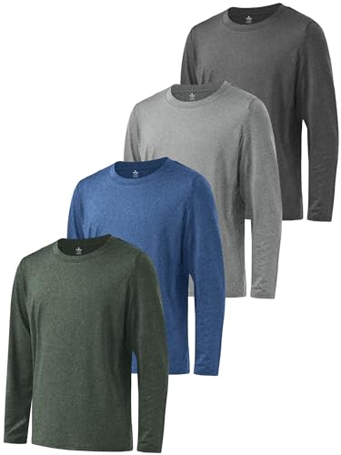 Cooraby Boys Dry-Fit Long Sleeve Active T-Shirt Athletic Performance Clothes Active Crew Neck Soft T-Shirt for Kids Boy
