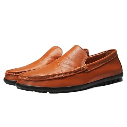 Retro Mens Loafers Classic Leather Slip On Comfortable Shoes for Business Casual Dress Walking