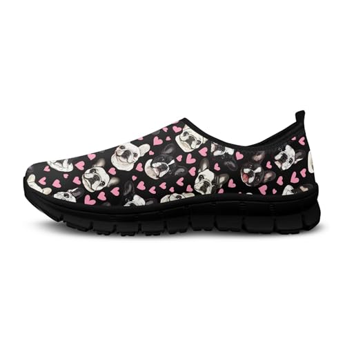 Cute Puppy Print Sneakers for Women Slip-on Walking Shoes Mesh Casual Tennis Shoes3