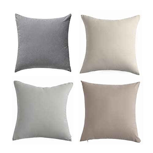 Wemeon Velvet Decorative Neutral Throw Pillows Covers 20X20Inch Set Of 4, Solid Color Soft Decorative Square Neutral Pillow Cover ，Home Neutral Decor For Sofa Bedroom Car Couch(Neutral, 4) #TOP5