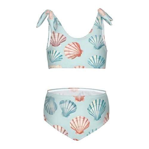 Image of Girls Swimsuits Set 2pcs Smile Dog Bathing Bikini Suits Tie Tankini