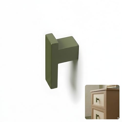 ROUS Hardware Mid-Century Modern Art Deco L-Bar Cabinet Knob, Solid Aluminum, Olive (Green) Matte Finish, Cabinet Knob for Kitchen, Bathroom, Drawers, and Furniture, 1 Count