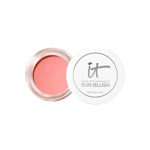 IT Cosmetics,Colorete y Bronceador en Crema, 2 en 1, Acabado Luminoso y Natural, Tono Fair Light 10, Glow With Confidence Sun Blush, 15 g