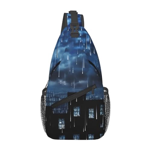 Mochila bandolera casco estampada negra para senderismo miniatura 1