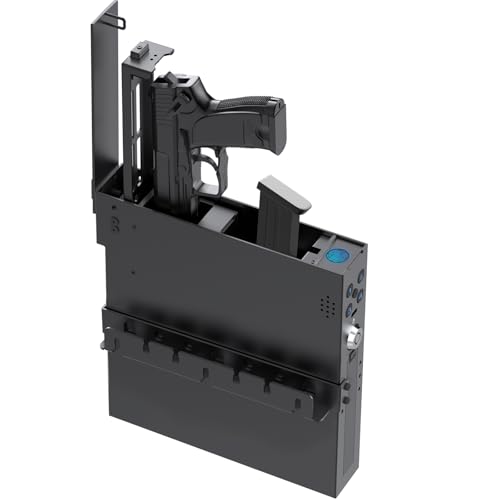 Biometric Gun Safe for Handgun - Upward Eject Pistol Safe with Fingerprint & Keypad, Hidden Safe Fits for Car, Nightstand, Desk, Bed Side - Birthday Gifts for Husband Dad