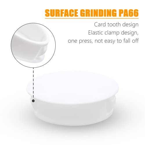Suiwotin 30PCS 32mm(1 1/4) White Hole Plugs Plastic Flush Type Hole Plugs Snap in Locking Hole Tube, Furniture Fencing Post Pipe Insert End Caps (White)