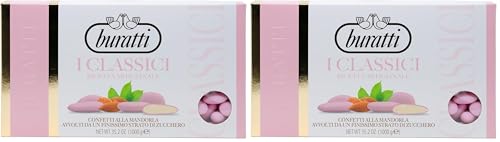 Buratti Confetti Dragées à l'amande Entière Rose 1 Kg (Lot de 2)