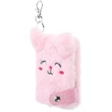 healvian 携帯便利なキーチェーン付きふわふわミニ日記帳 女子向け日常使いメモ帳 ライン入り紙で書きやすいキュートなぬいぐるみデザイン