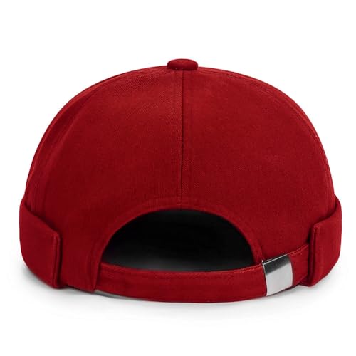 Image of 2 Pcs Mens Brimless Docker Cap Set - Retro Worker Sailor Skull Cap Beanie with Rolled Cuff