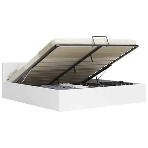Genérico Cama canapé hidráulica Cuero sintético BLANCO180x200 cm