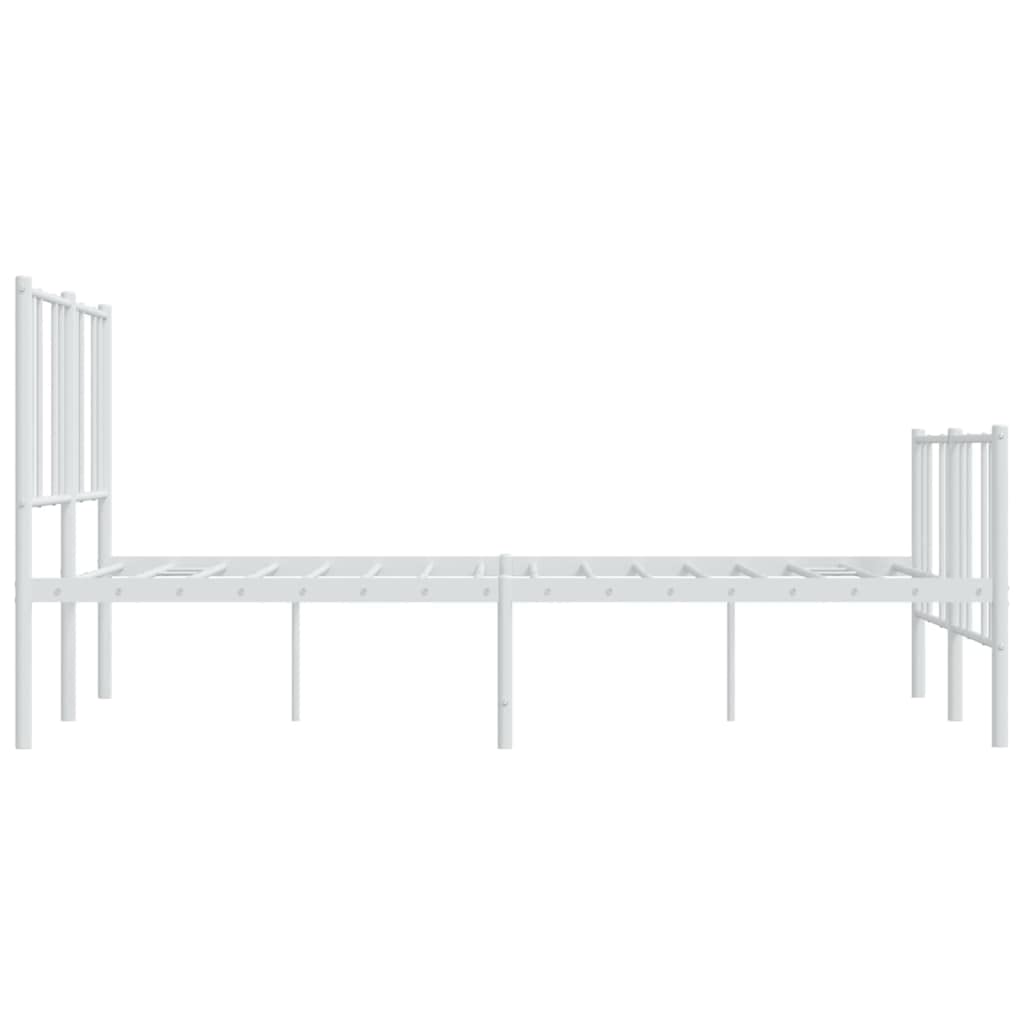 Telaio letto con testiera e pediera in metallo bianco 120 x 190 cm Cornice da letto per soggiorno Telaio per camera da letto Struttura del letto dell'hotel Adatto per camera da letto