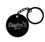 ENTROPIJA Granada City Skyline Porte-clés rond en acier noir, Noir , taille unique