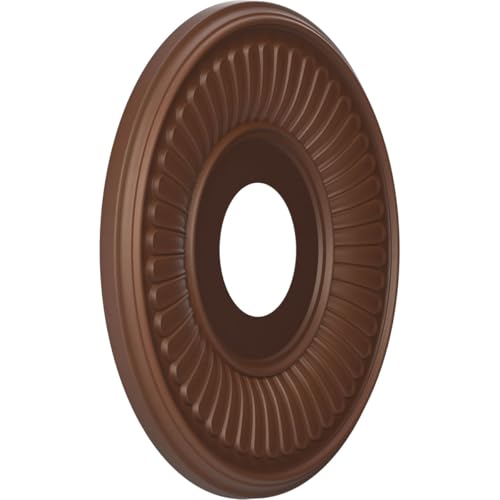 Image of Ekena Millwork CMP13BEDRU Berkshire Thermoformed PVC Ceiling Medallion (Fits Canopies up to 5 3 /4 inch), 13 inchOD x 3 1 /2 inchID x 3 /4 inchP, Universal Aged Metallic Rust