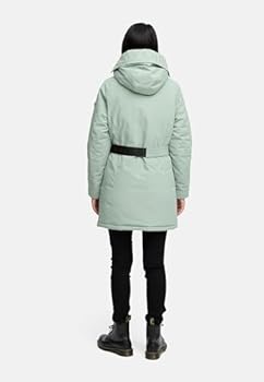 Navahoo Winterjas voor dames, warme parka met afneembare capuchon en tailleriem, vorstkussen, maat 14, S-3XL, zwart, 3XL