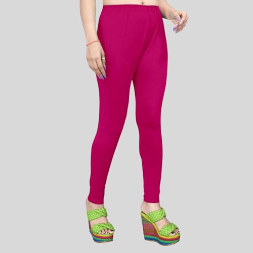 Image of Women's Solid Mid Rise Slim Fit Ankle Length Leggings - Comfortable and Stylish Yoga Pants for Workout, Running and Everyday Wear