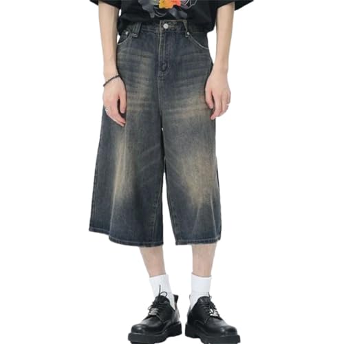 Short jambe large en jean rétro bleu style vintage intemporel taille haute