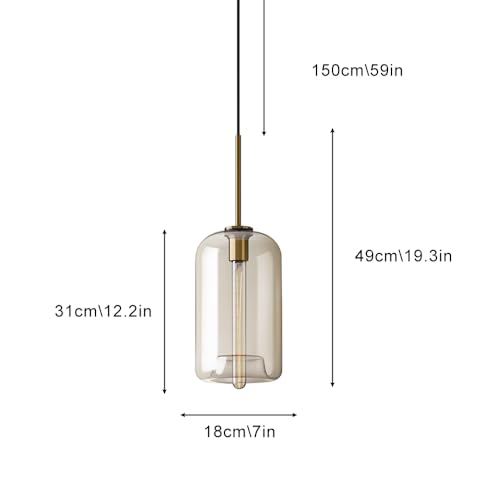 Iluminación para isla de cocina con pantalla de cristal ámbar 5