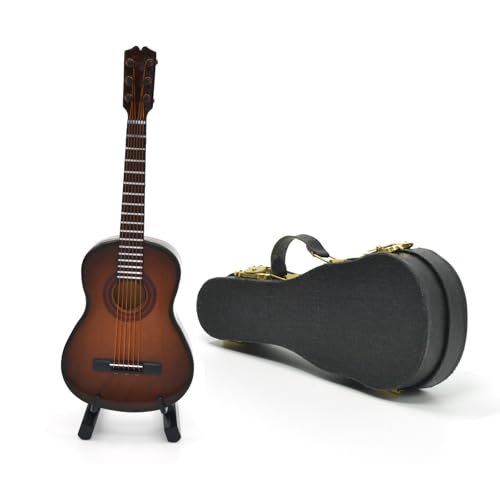 Musiin Guitare Miniature avec Support et étui, idéale pour décorer Un Bureau ou Une étagère Lors d'un Studio de Musique à Domicile (Marron classique/13...