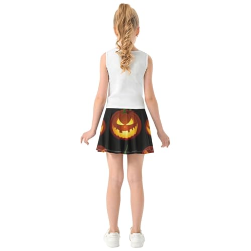 Tennis Skirts for Kids Halloween Jack O' Lantern Punkin Girls Skorts Athletic Shorts Blue Pink Teen Skirt 4t4